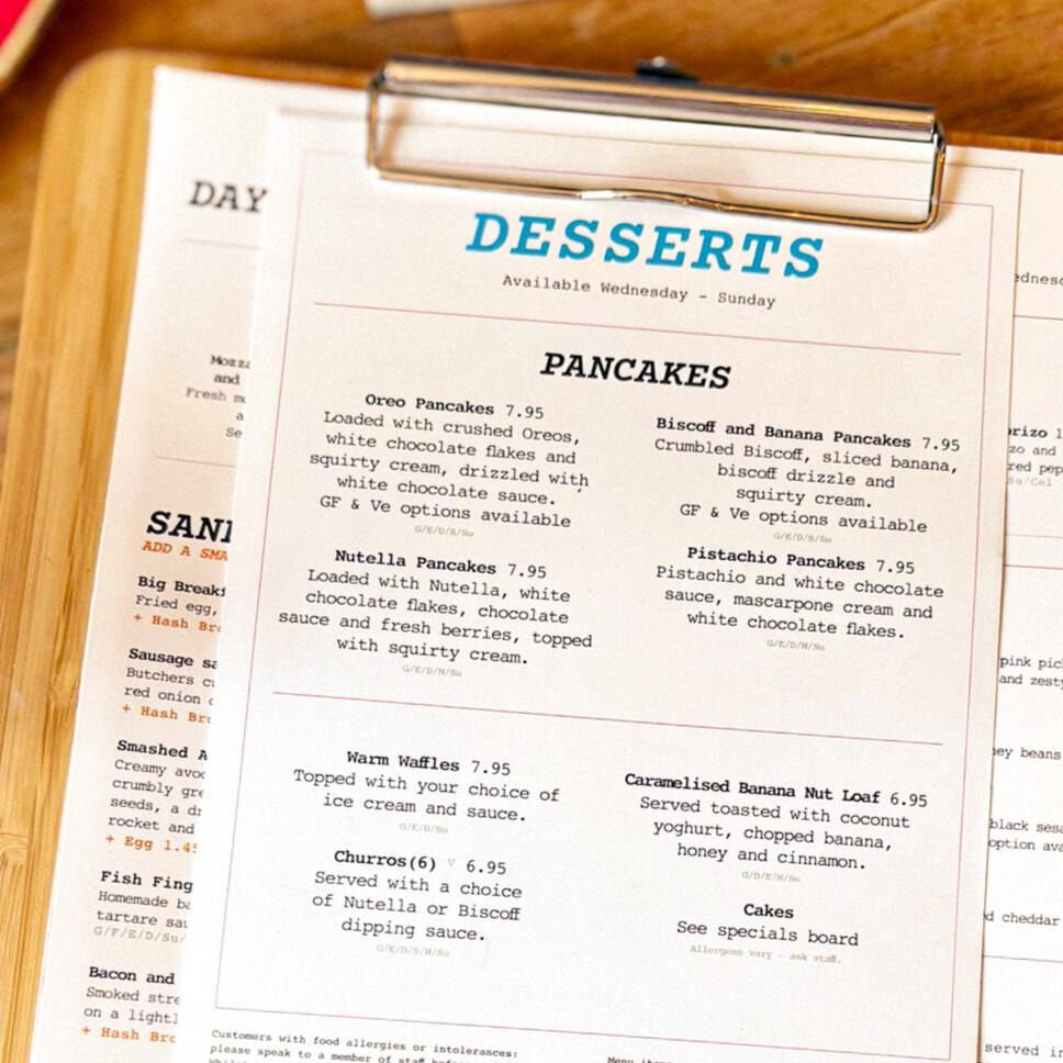 Art-ful Desserts Menu